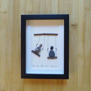 Cuadro Guijarros Mar Pareja Columpio 20x 15