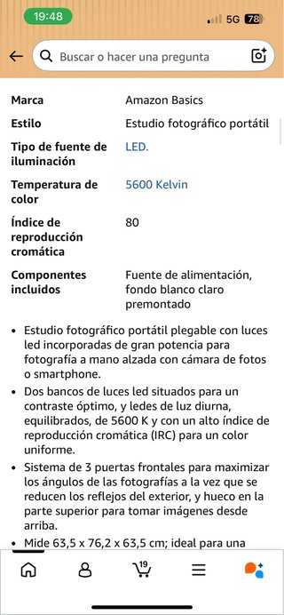 Estudio Fotográfico Portátil Amazon Basics NUEVO