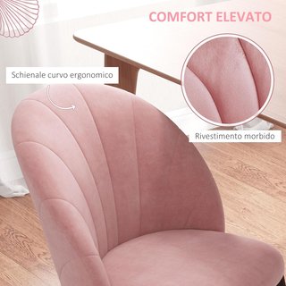 Juego De 2 Sillas De Comedor, Sillas De Cocina Modernas Con Respaldo En Concha Y Patas De Metal, Silla De Terciopelo Con Acolchado Para Cocina, Dormitorio, Oficina Y Sala De Estar, Rosa
