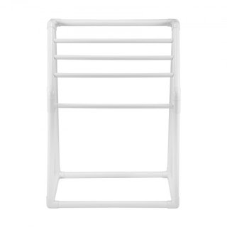 Soporte para Toallas, Soporte de Toallas de PVC para Exterior con 5 Barras, Soporte de Toallas de Piscina Independiente con Clips, Bolsa y Gancho, Organizador de Secado de Colchas para Interior y ...