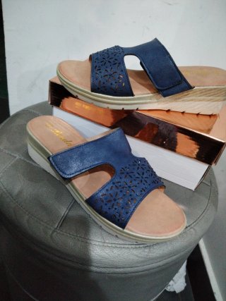 Ciabatte Donna Blu/Beige N.38