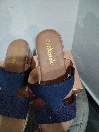 Ciabatte Donna Blu/Beige N.38