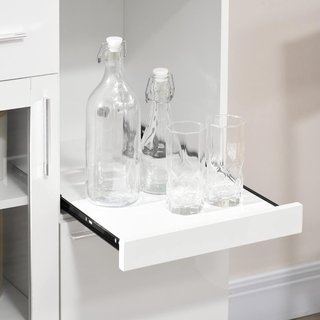 Credenza Moderna Con Armadietti Y Cajón, Mueble De Cocina Ahorra Espacio En Madera Y Vidrio 60X40X95Cm, Blanco