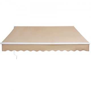 Toldo Retráctil Manual, Toldo de Patio Exterior de 13 x 8 pies, Sombra Retráctil, Toldo de Ventana y Puerta de Patio de Poliéster Resistente al Agua con Manivela para Jardín, Balcón