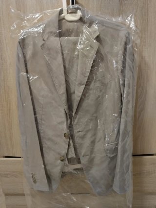 Traje Mango Man Slim Fit Mezcla Lino - Gris Claro