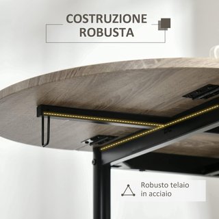 Conjunto de Comedor de 3 Piezas con 2 Sillas y 1 Mesa de Comedor Ovalada en MDF y Acero para Espacios Reducidos, Color Madera