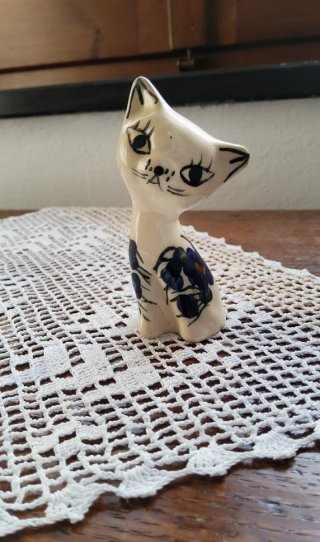 Coppia Gatti Ceramica e Vetro Satinato