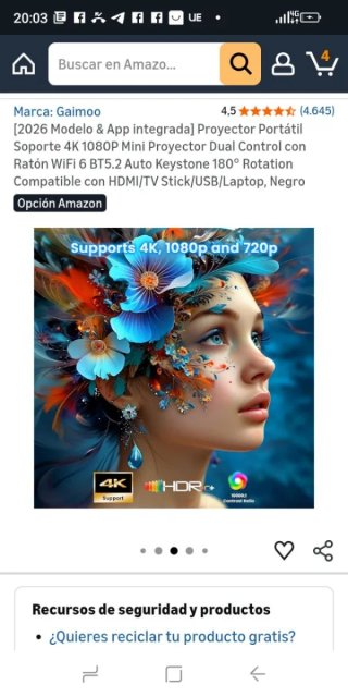 Proyector Portátil Gaimoo 4K 1080P