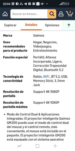 Proyector Portátil Gaimoo 4K 1080P