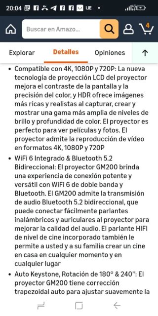 Proyector Portátil Gaimoo 4K 1080P