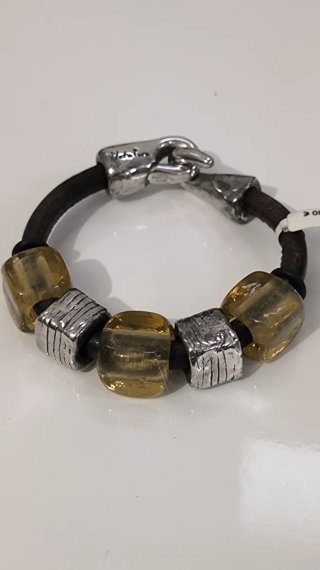 Pulsera Plata Pura Tribal con Abalorios.