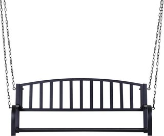 Columpio Suspendido de Jardín para 2 Personas, Bancada Romántica de Metal Negro para Exteriores, 127 X 60 X 47Cm