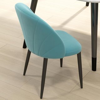 Conjunto de 2 Sillas de Comedor de Terciopelo, Sillas de Cocina y Sala de Estar con Patas de Acero y Respaldo en Forma de Concha, Verde Claro