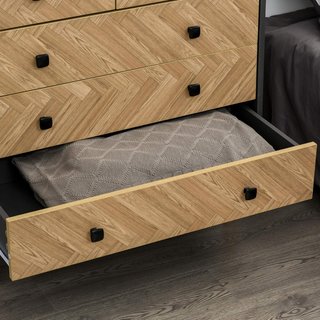 Cómoda para Dormitorio de Madera con 5 Cajones, Estilo Vintage Industrial, Gris Oscuro, 80X40X80Cm