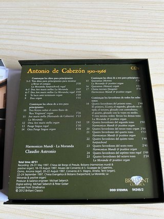 Antonio de Cabezón Obras de Música 7 CD