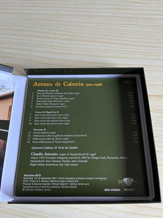 Antonio de Cabezón Obras de Música 7 CD