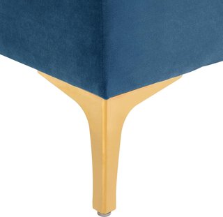 Banco de Dormitorio con Tapizado Acolchado, Banco Acolchado de Terciopelo con Patas de Metal para Entrada, Pasillo y Sala de Estar, 118X45X42 Cm, Azul