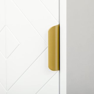 Columna de Baño Con 2 Armarios y Estante Abierto, Mueble de Baño Ahorra Espacio en MDF y Acero, 30X30X170.7Cm, Blanco y Oro