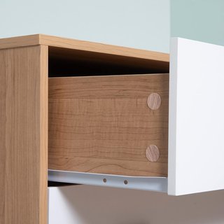 Cómoda Elevada de 3 Cajones para Sala de Estar y Dormitorio, Cómoda Moderna de Madera, 80X39X80 Cm, Blanca y Color Madera