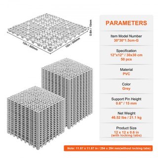 Cojín Modular Interconectable, Paquete de 50, Alfombrillas de Drenaje de 30 x 30 cm, Baldosas de Drenaje de PVC Suave Interconectables, Agujeros de Drenaje Antideslizantes para Baño, Cocina, Pisci...
