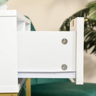 Mesa Consola de Madera, Consola de Entrada o Salón con Diseño Moderno, Blanco y Oro, 80X30X80.5Cm