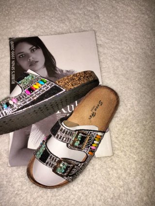 Sandalias Bio Pedrería Strass Black