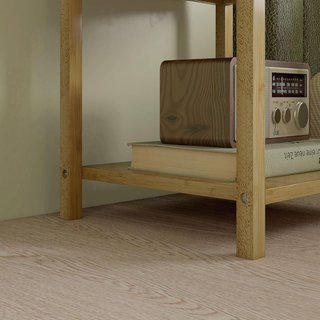 Conjunto de 2 Mesitas de Noche con 2 Cajones y Estante Inferior en Estilo Nórdico, Mesitas Modernas de Bambú, 40X34X60 Cm, Color Madera