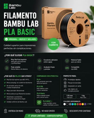 Bambu Lab PLA Basic 1kg con carrete – Original