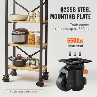 Ruedas Niveladoras, Juego de Capacidad de Carga Total de 19141.6 kg, 6.3 cm, Pesadas con Diseño de Mango Mejorado, Ruedas Giratorias de 360 Grados, Ruedas Ajustables con Pies para Banco de Trabajo...
