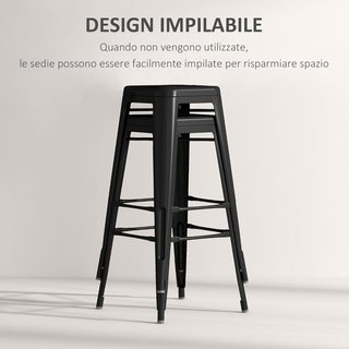 Conjunto de 2 Taburetes de Cocina Industriales con Respaldo Extraíble y Reposapiés, Taburetes Modernos de Metal, 44X46X116 Cm, Negro