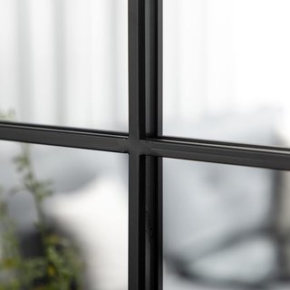 Espejo de Pared Moderno en Arco, Espejo de Dormitorio de Pared con Marco y Ganchos, para Sala de Estar y Entrada, en Vidrio y Metal, 70X50 Cm, Negro