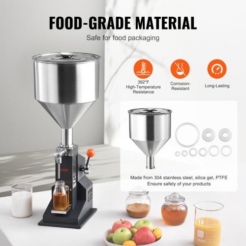 Máquina de Llenado de Líquidos Manual para Pasta, Llenador de Botellas de 5-50ml, Máquina de Llenado de Botellas Ajustable, Llenador de Líquidos de Acero Inoxidable con Tolva para Leche Agua Jugo ...