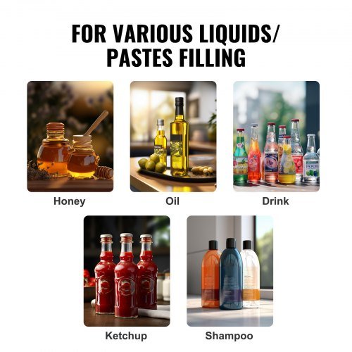 Máquina de Llenado de Líquidos Manual para Pasta, Llenador de Botellas de 5-50ml, Máquina de Llenado de Botellas Ajustable, Llenador de Líquidos de Acero Inoxidable con Tolva para Leche Agua Jugo ...