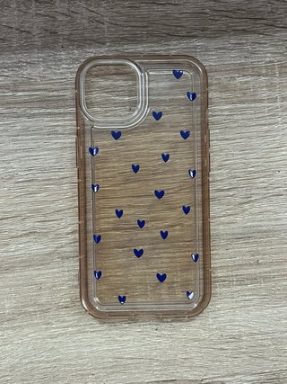 Funda iPhone 13 transparente de corazones azules