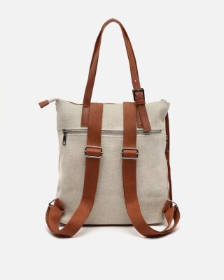 Mochila patchwork NUEVA beige y naranja