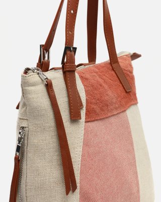 Mochila patchwork NUEVA beige y naranja