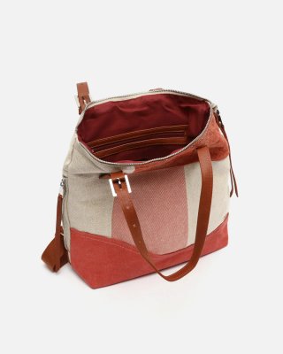 Mochila patchwork NUEVA beige y naranja