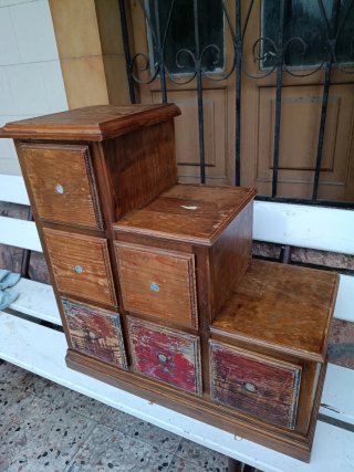 Mueble Escalera Madera Cajones