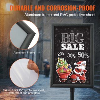 Soporte de Carteles en Pedestal, Soporte de Póster Ajustable Vertical y Horizontal de 11 x 17 Pulgadas, Soporte de Carteles de Piso de Alta Resistencia con Base Redonda para Exhibición, Publicidad...