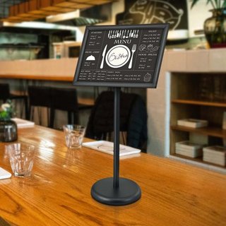 Soporte de Carteles en Pedestal, Soporte de Póster Ajustable Vertical y Horizontal de 11 x 17 Pulgadas, Soporte de Carteles de Piso de Alta Resistencia con Base Redonda para Exhibición, Publicidad...