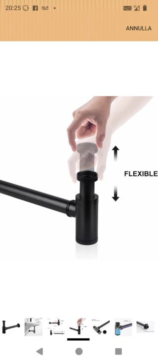 Sifone completo lavandino, metallo nero