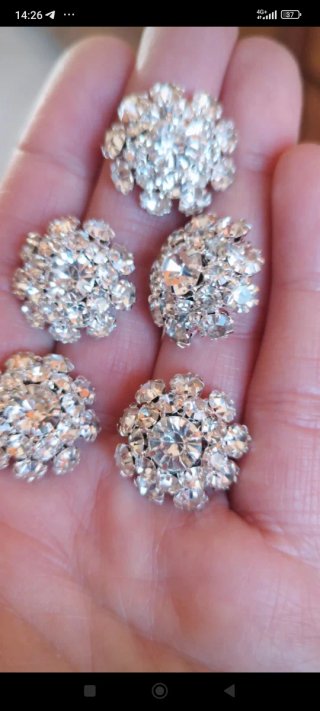 2 Bottoni Gioiello Vintage Strass Metallo 2cm