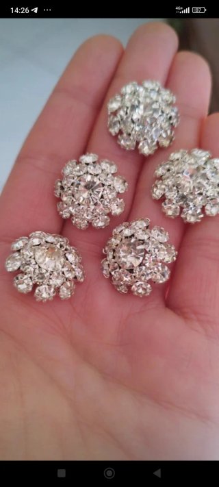 2 Bottoni Gioiello Vintage Strass Metallo 2cm