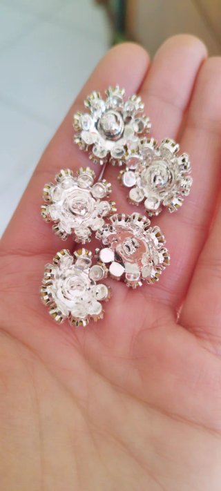 2 Bottoni Gioiello Vintage Strass Metallo 2cm