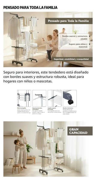 Tendedero Vertical Plegable con Ruedas