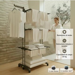 Tendedero Vertical Plegable con Ruedas