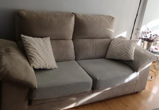 Sofá modular beige y gris