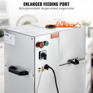 Extractor de Jugo de Caña de Azúcar Eléctrico, Máquina de Jugo de Caña de Azúcar de 800W con Alta Producción de 661LBS/H, 4 Rodillos de Acero Inoxidable, Ajuste Automático de Presión de Rodillo pa...