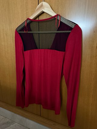 Camiseta Morgan Roja con encaje Talla S
