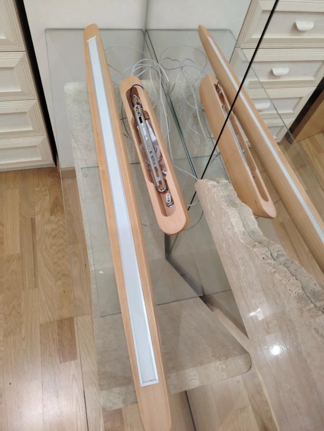 Lámpara colgante LED madera y cristal